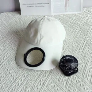 Summer sun protection baseball cap with detachable cooling fan quick dry lengthened brim