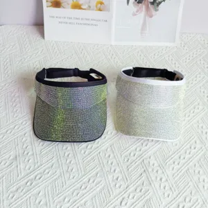 Strass Sonnenblende Hut Damen, glitzernde Sommer Outdoor Sport leerer Oberhut UV Schutz.