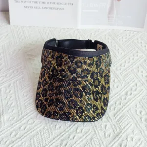 Mujer estrás estampado leopardo gorra vacía superior verano exterior casual visera sol