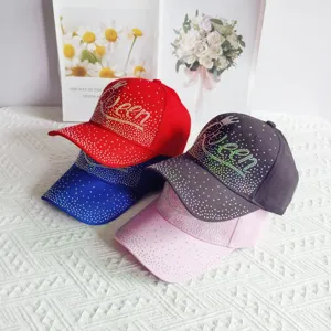 Berretto da baseball con strass corona queen cappello snapback casual visiera donna.