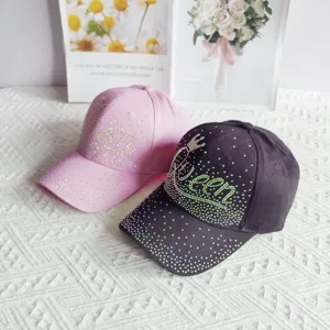 Elegante berretto da baseball con strass corona Queen, cappellino parasole regolabile.