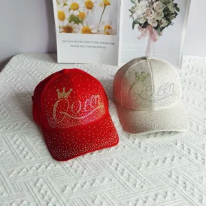 Cappellino da baseball con corona strass Queen, cappello sole moda casual donna.