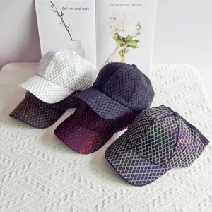 Luxury Cotton Rhinestone Argyle Pattern Empty Top Baseball Cap For Women Fashion Luxury Woven Sun Protection Ponytail Hat Party Casual Decorative Visor