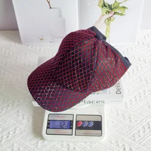 Women rhinestone grid baseball cap luxury style half empty top sun visor hat sparkle