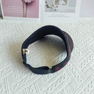 Strass Karomuster Leere Oberseite Sonnenschirm Hut Damen Sommer Freizeit Sport Kappe