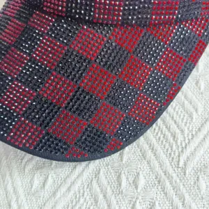 Luxus Strass Schachbrett leere Kappe Damen Sommer Freizeit Sonnenschutz Visier Mütze.