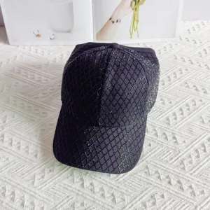 Rhinestone lattice baseball cap for women, sparkling diamond pattern sun hat, stylish streetwear accessory.