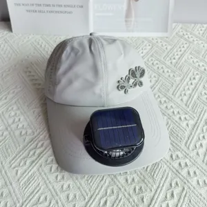 Quick-dry baseball cap with solar fan and rhinestone butterfly decoration for summer outdoor.
