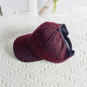 Rhinestone grid baseball cap empty top sun visor hat sparkling fashion ponytail women cap