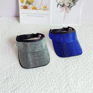 Glitzernde Strass Sonnenblende Kappe für Damen, modischer leerer Sommer Outdoor Strand Hut.