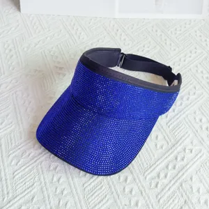 Blauer Strass leerer Top Sonnenblende Hut, glänzender Kristall Sommer Outdoor Kappe Neu.