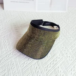 Glitzernde Strass Sonnenblende leere Oberseite Hut Sommer Outdoor UV Schutz Strandmütze