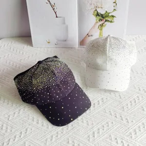 Stunning rhinestone baseball cap set featuring sparkling crystal gradient design for women summer.