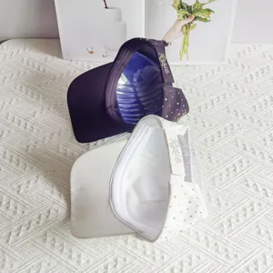 Half top baseball cap with rhinestones, stylish sun protection hat for women summer outdoor.