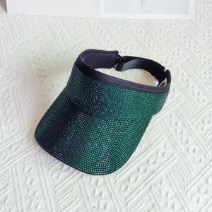 Glitzernde Strass Sonnenblende Hut fur Damen, modische Sommer Outdoor Sport Kappe, schwarz.