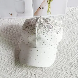 Crystal rhinestone embellished half top baseball cap for women summer sun protection hat