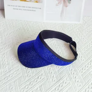 Glitzernde blaue Strass Sonnenblende für Damen, stilvoller leerer Hut für Sommer Outdoor.