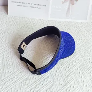 Blauer Strass Sonnenschutz Hut glitzernde Sommer Outdoor Reise leerer Top Cap Detail