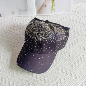 Women rhinestone baseball cap sparkly ponytail hat glitter bling sun visor summer hat casual