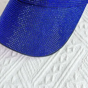 Funkelnder blauer Strass leerer Top Sonnenhut stilvoller Sommer Outdoor Sport Visor Kappe.