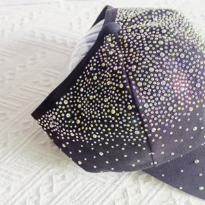 Bling rhinestone baseball cap for women, luxury starry design, stylish sun protection hat.
