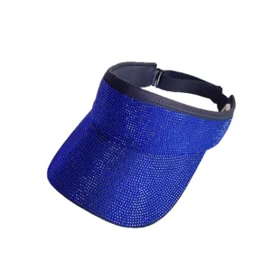 Blaue Strass-Sonnenschutzkappe ohne Oberseite Damen Sommer Outdoor Sport modischer Visor