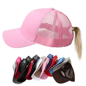 Women ponytail baseball cap with mesh back and high slot for comfortable outdoor wear.