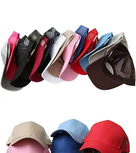 Women's mesh baseball cap solid color high ponytail sun visor hat casual summer outdoor