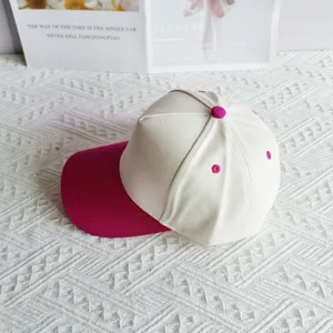 Classic five-panel blank cotton baseball cap with contrast brim, stylish and casual everyday wear.
