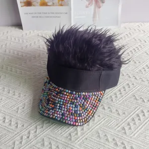 Rhinestone spiky hair sun visor hat hip hop sparkling street fashion baseball cap