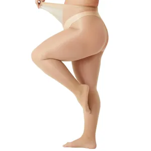 Plus size glossy pantyhose shiny tights sexy stretch base stockings for curvy women detail view