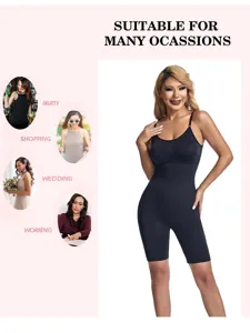 Women black seamless camisole shapewear bodysuit tummy control waist trainer shorts for daily use