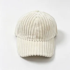 Solid color thick corduroy baseball cap for autumn winter, warm curved brim duckbill hat.