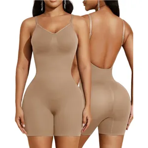 Backless U-Back Bodysuit Nude Body Shaper Seamless One-Piece Tummy Control Shapewear for Women