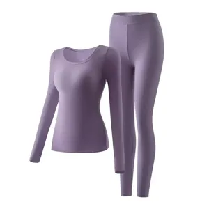 Damen Thermo Unterwaesche Set Langarmshirt und warme Hose nahtlose Winter Basisschicht