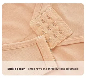 Nahaufnahme Detail des Damen Shapewear Bodys mit verstellbarem Haken- und Oesenverschluss.