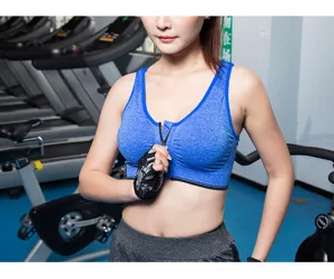Professional sports front zipper bra, seamless design for yoga, running, and fitness training.