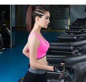 Professional zip front sports bra for women, seamless wireless padded fitness yoga running top