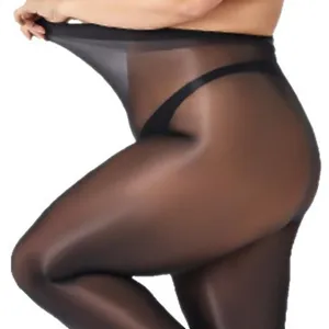 Plus size shiny glossy pantyhose sexy sheer tights black high elasticity hosiery for curvy women