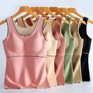 Women Thermal Vest Seamless Fleece Lined Top Sleeveless Heat Generating Base Layer Slim Fit Soft Camisole For Winter