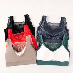 Damen Französische Spitze Gesammelt Camisole Kabellos Rückenteil Schlauch-Top Atmungsaktiv Nahtlose Weste Lingerie Unterwäsche