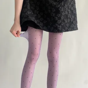 Collants à pois ultra-fins pour femmes, collants violets élégants pour le printemps et l'été.