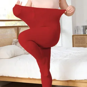 Plus size velvet tights 80D colorful thermal leggings for women, warm winter stretchy hosiery.