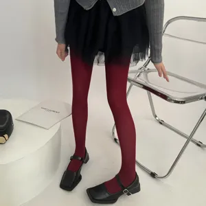 Burgundy velvet tights for women autumn winter warm hosiery stylish daily wear detail view