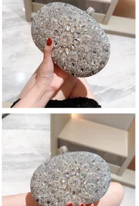 Exquisite crystal rhinestone evening clutch bag sparkling detail for formal party dress.