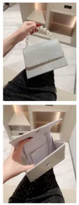 Sac de soirée scintillant en strass pour femmes, élégante pochette poignée perle pour robe.