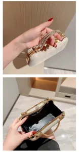 Glinsterende strass avondtas met metalen handvat, elegante feest handtas voor dames.