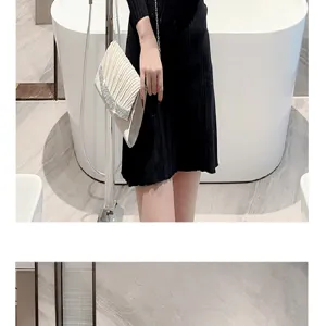 Pleated evening clutch bag with rhinestone decor for women parties weddings elegant style