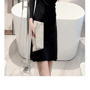 Elegant evening clutch bag with sparkling rhinestones for party, prom, and banquet events.