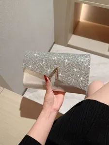 Glitter evening clutch bag for women sparkling rhinestone wedding bridal party prom shoulder bag